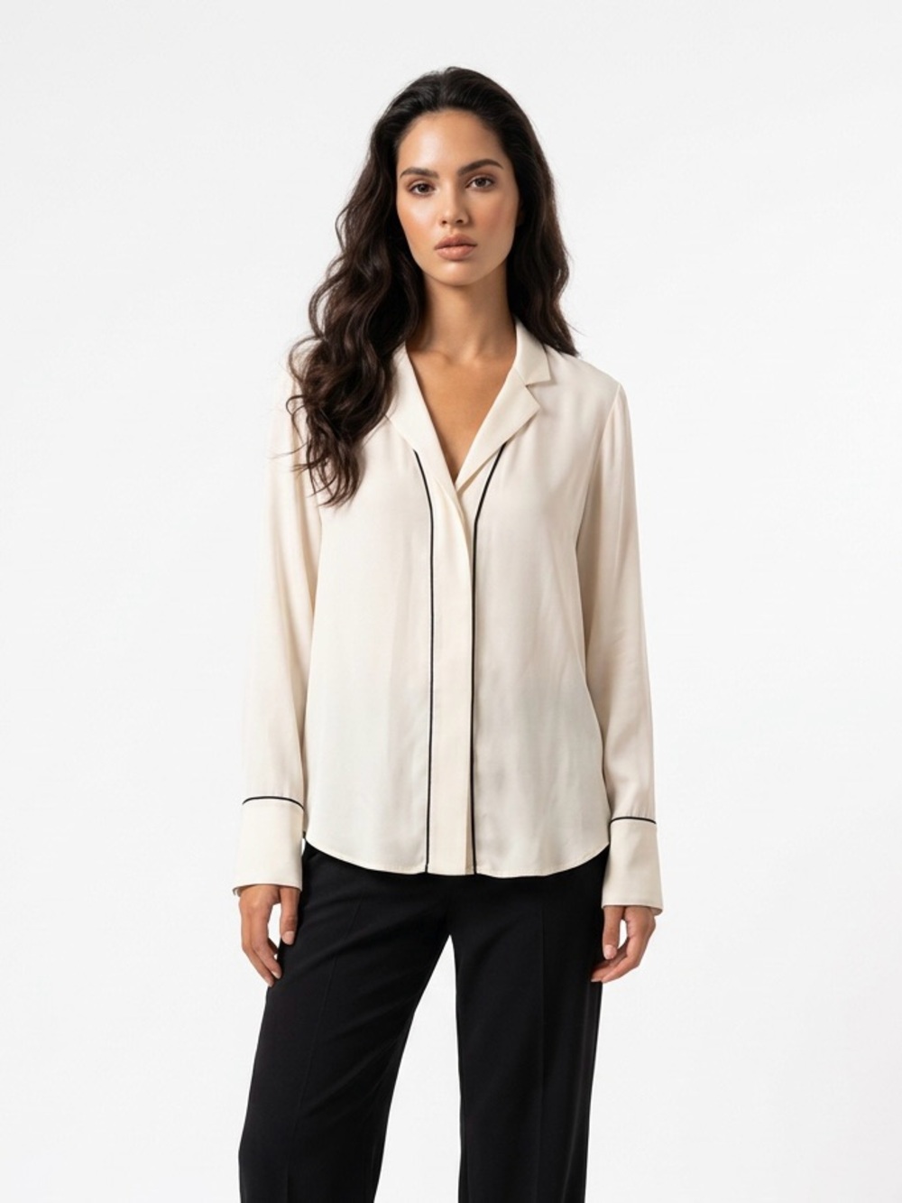 FRAME The Silk Pajama Shirt in Cream / Off-White - EUC - Medium - Picture 2 of 7